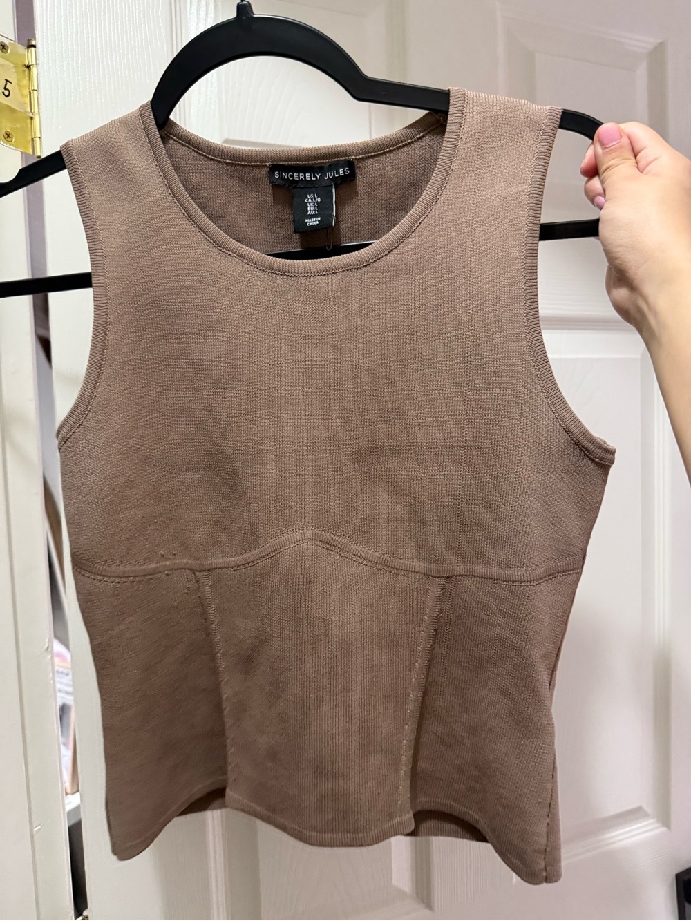 Sincerely Jules Taupe Knit Sleeveless Tank